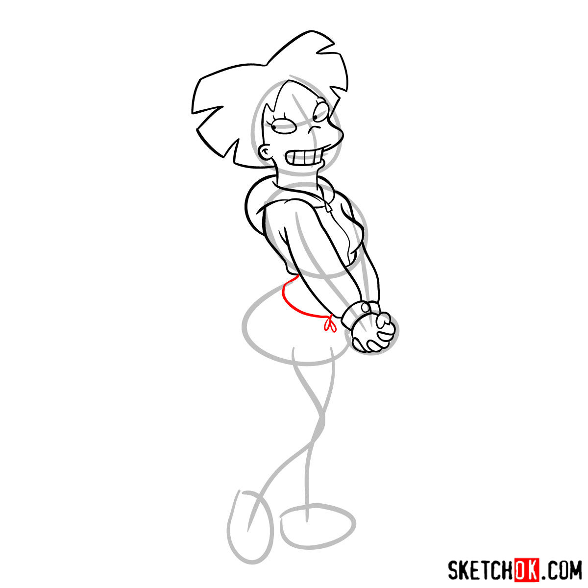 How to draw Amy Kroker (Wong) from Futurama - step 09